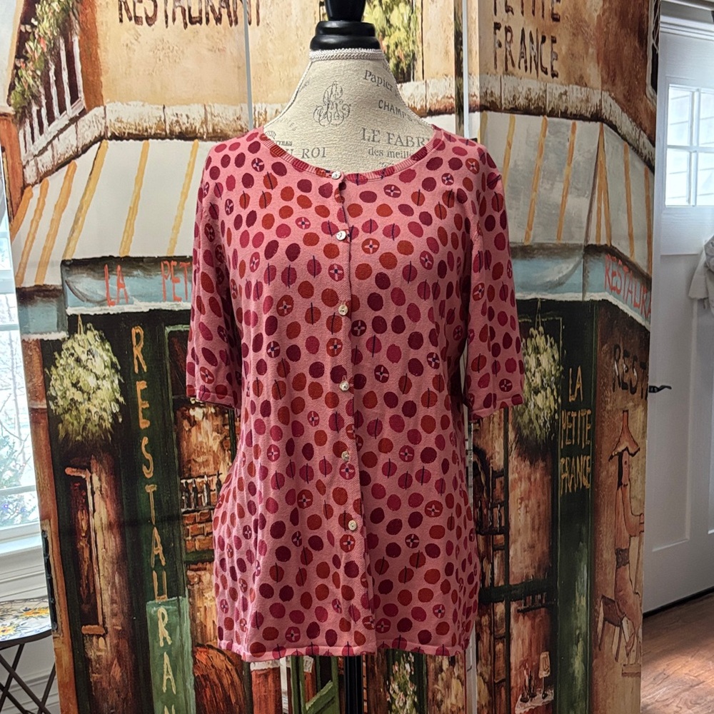 Gudrun Sjoden Visby Cardigan, Pink Salmon, Size Medium